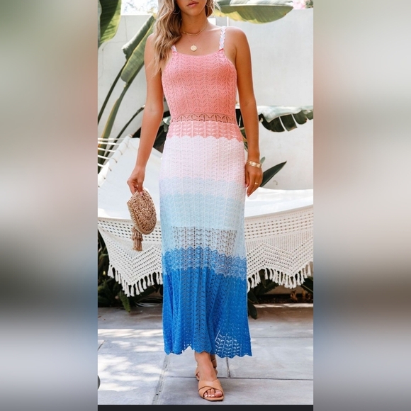 Koko + Mason Colorful Crochet Knit Maxi Dress Size M - Picture 1 of 7